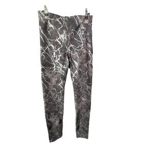 Mono B Women's Activewear Leggings Yoga Pants Black Gray Metallic Silver Sz M